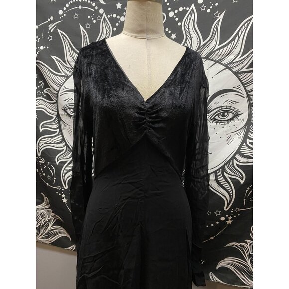 Mevisto black v neck half velvet cocktail dress sz 8 - Picture 6 of 6